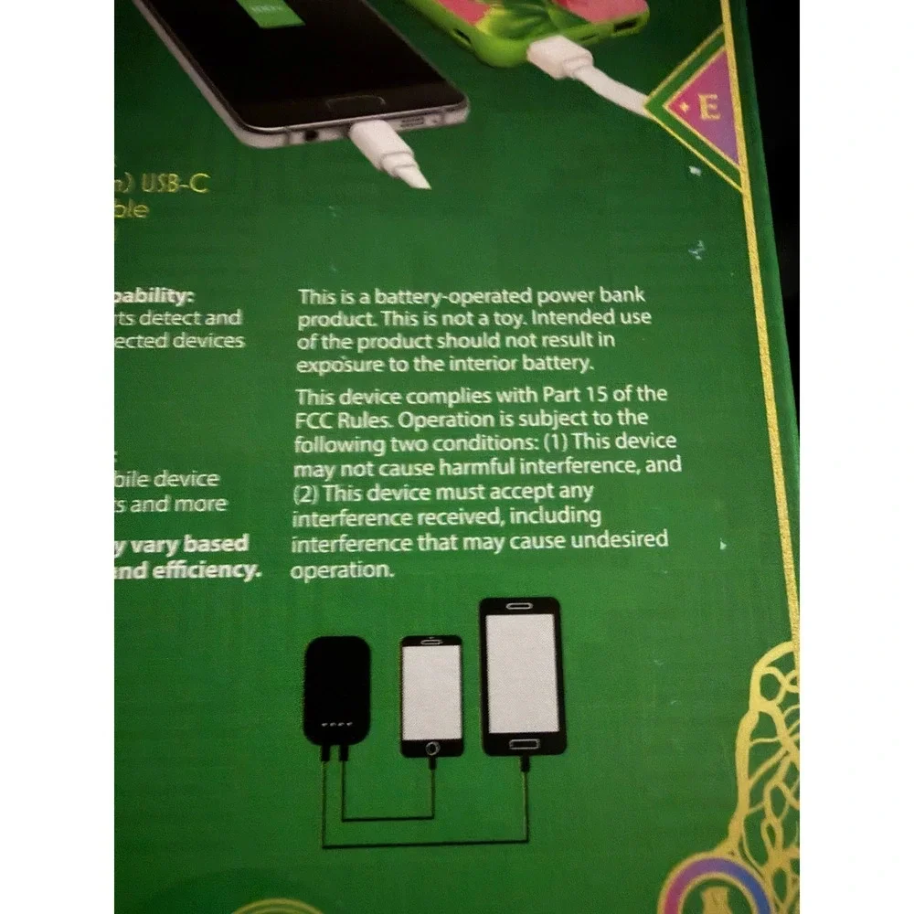 Wicked Movie Power Bank 4000 mAh Portable Charger Elphaba Glinda 3 Ports USB-C
